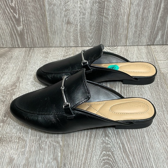 NWOT Rachel Zoe Alani Black Almond Toe Slip On Mule Loafer Silver Toe Accent 8 - Picture 2 of 16